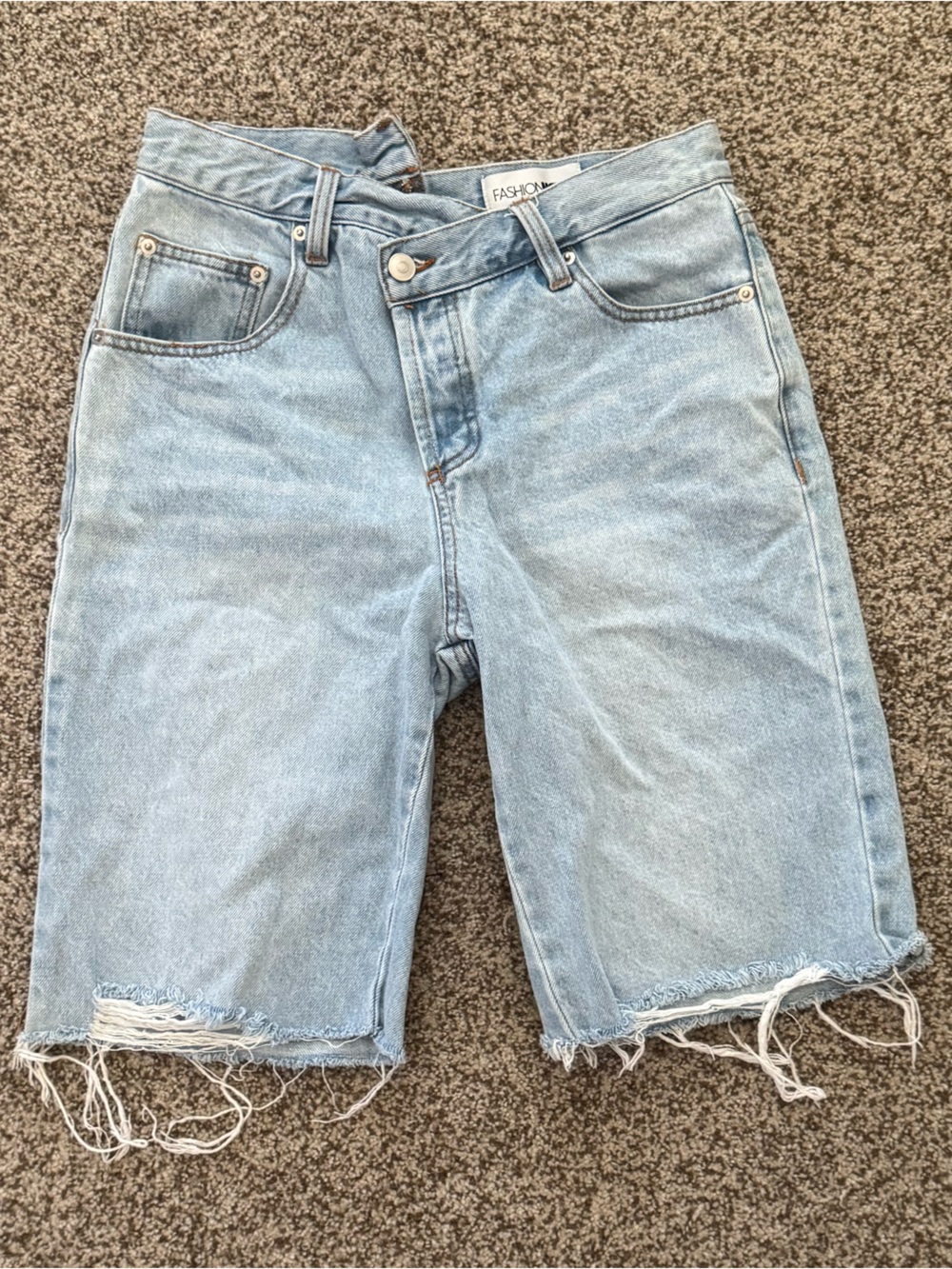 Fashion Nova Light Blue Denim Bermuda Shorts